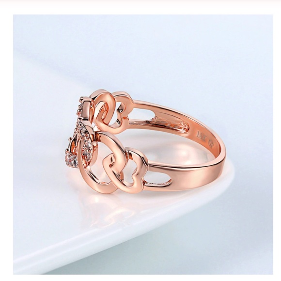 18K Rose Gold Eternity True Love Heart Ring - Picture 6 of 8